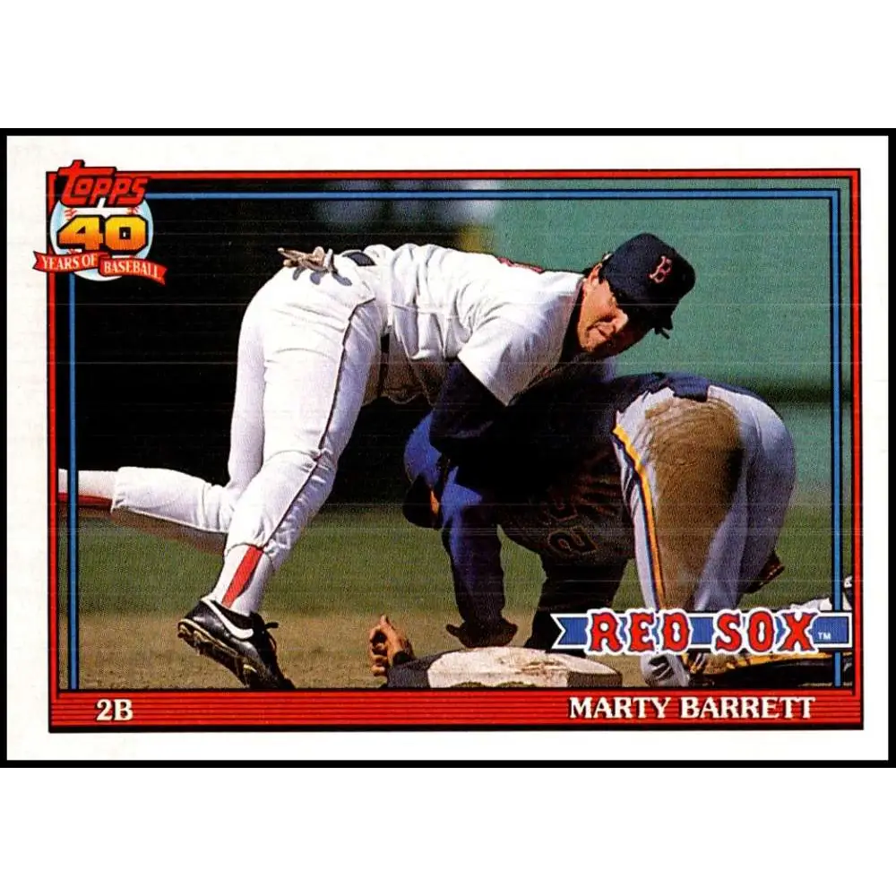 1991 Topps #496 Marty Barrett NM-MT Boston Red Sox Baseball Card Image 1