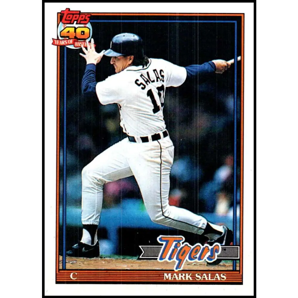 1991 Topps #498 Mark Salas NM-MT Detroit Tigers Baseball Card Image 1