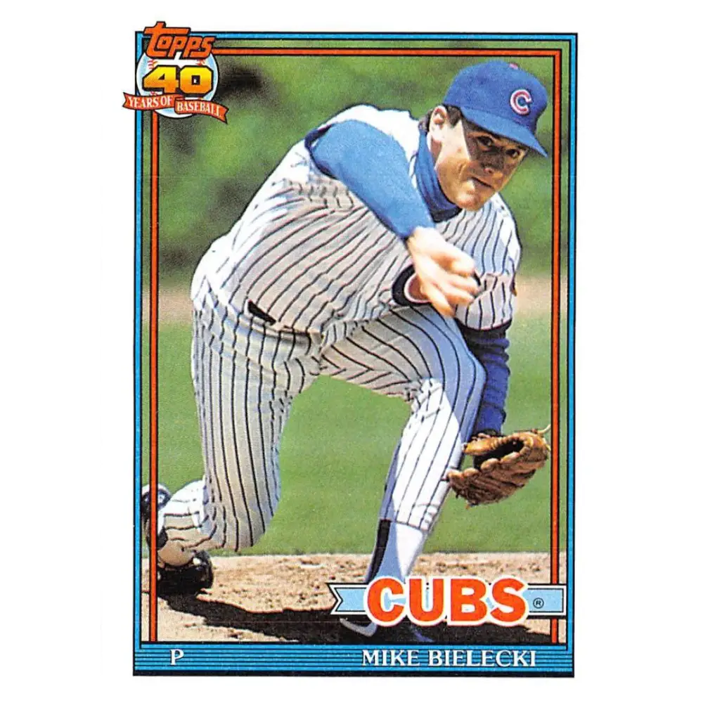 1991 Topps #501 Mike Bielecki NM-MT Chicago Cubs Baseball Card Image 1