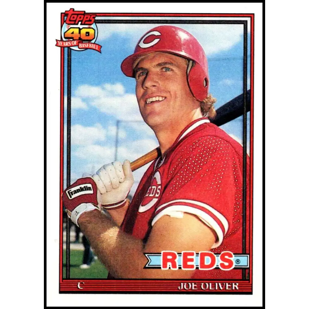 1991 Topps #517 Joe Oliver NM-MT Cincinnati Reds Baseball Card Image 1
