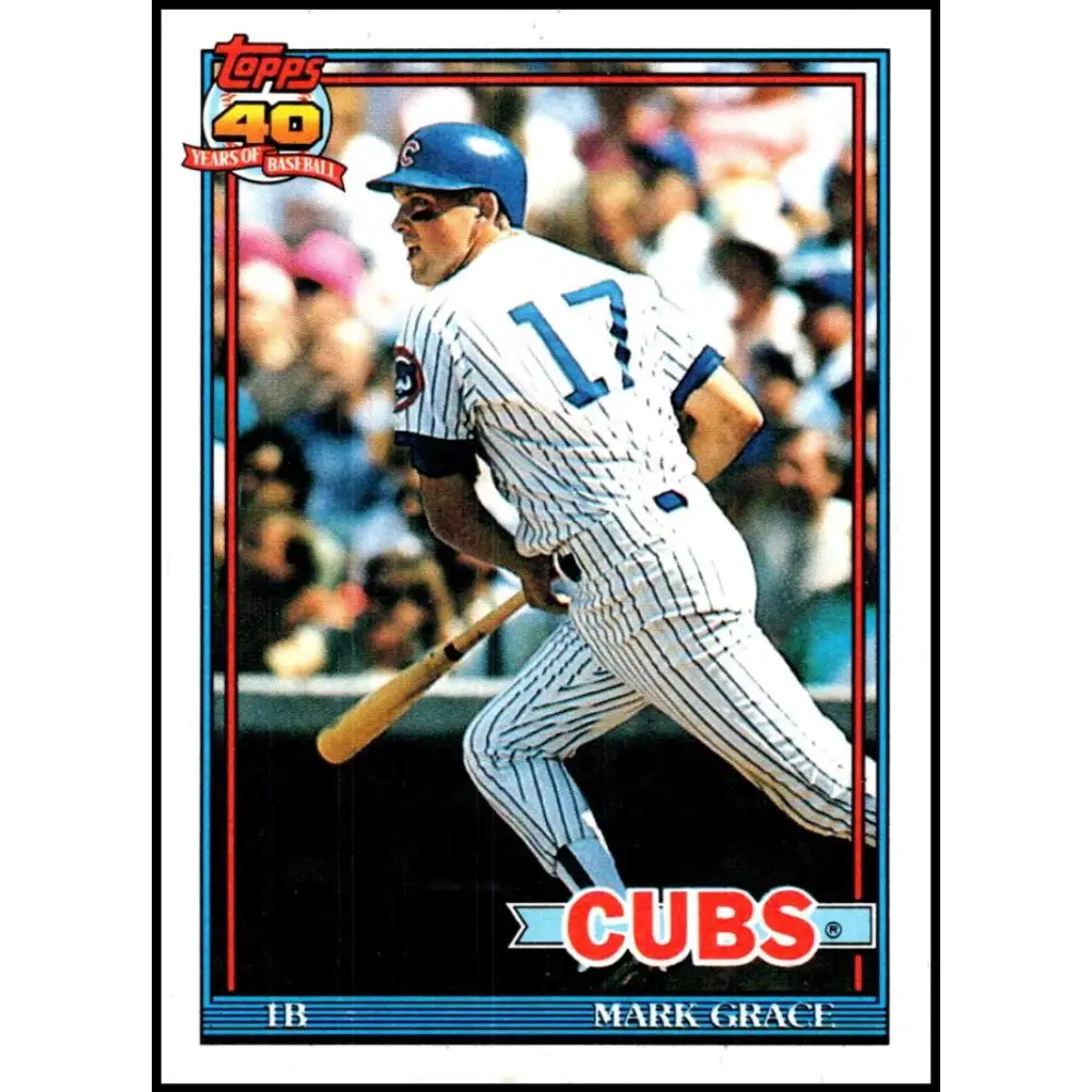 1991 Topps #520 Mark Grace NM-MT Chicago Cubs Baseball Card Image 1