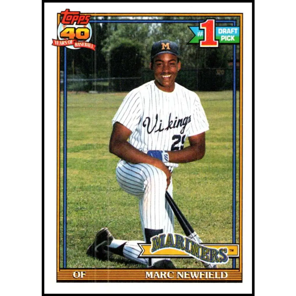 1991 Topps #529 Marc Newfield NM-MT RC Rookie Seattle Mariners Baseball Card Image 1