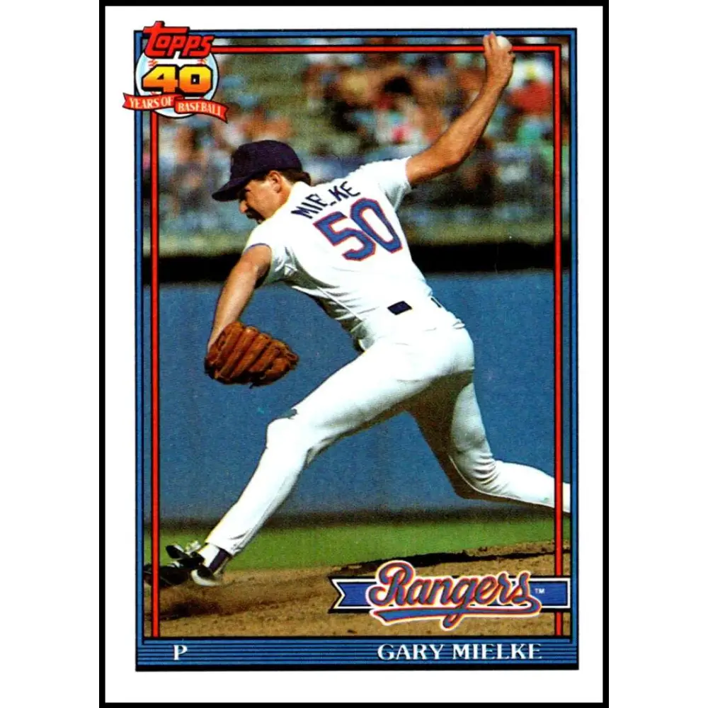 1991 Topps #54 Gary Mielke NM-MT Texas Rangers Baseball Card Image 1