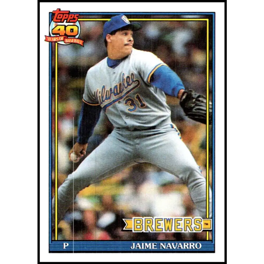 1991 Topps #548 Jaime Navarro NM-MT Milwaukee Brewers Baseball Card Image 1