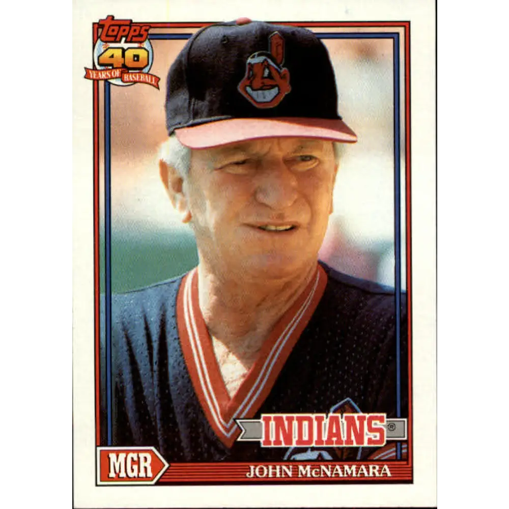 1991 Topps #549 John McNamara NM-MT Cleveland Indians Baseball Card Image 1