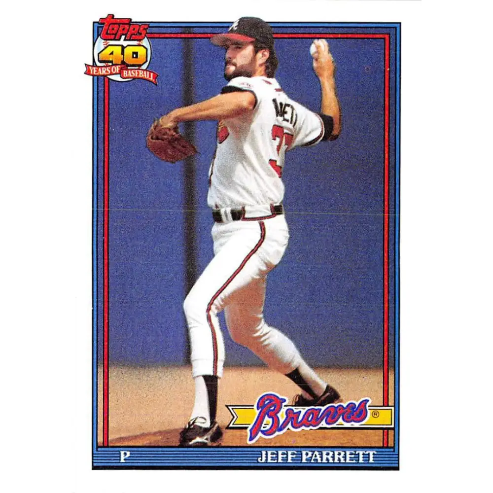 1991 Topps #56 Jeff Parrett NM-MT Atlanta Braves Baseball Card Image 1