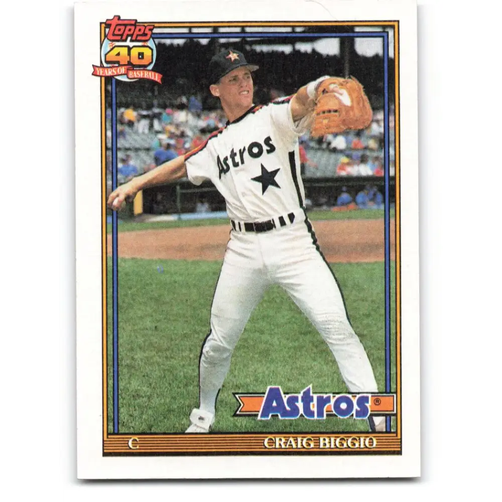 1991 Topps #565 Craig Biggio NM-MT Houston Astros Baseball Card Image 1