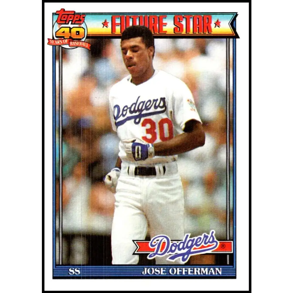 1991 Topps #587 Jose Offerman NM-MT Los Angeles Dodgers Baseball Card Image 1