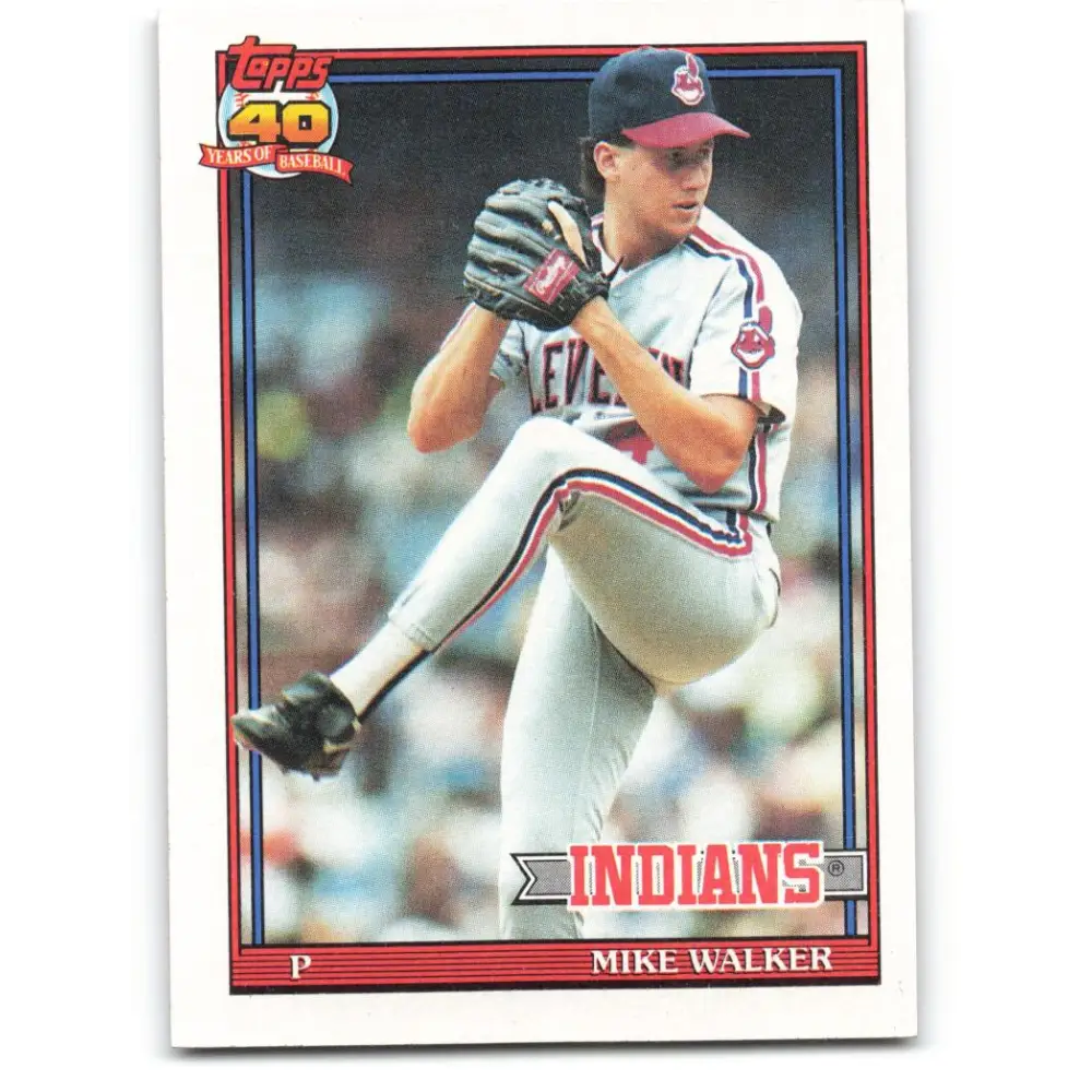 1991 Topps #593 Mike Walker NM-MT Cleveland Indians Baseball Card Image 1