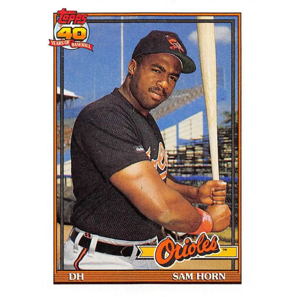 1991 Topps #598 Sam Horn NM-MT Baltimore Orioles Baseball Card Image 1