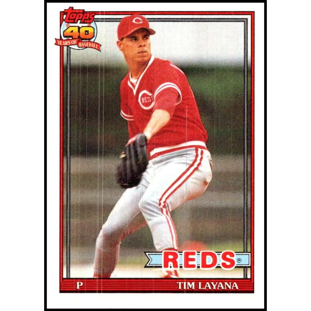 1991 Topps #627 Tim Layana NM-MT Cincinnati Reds Baseball Card Image 1