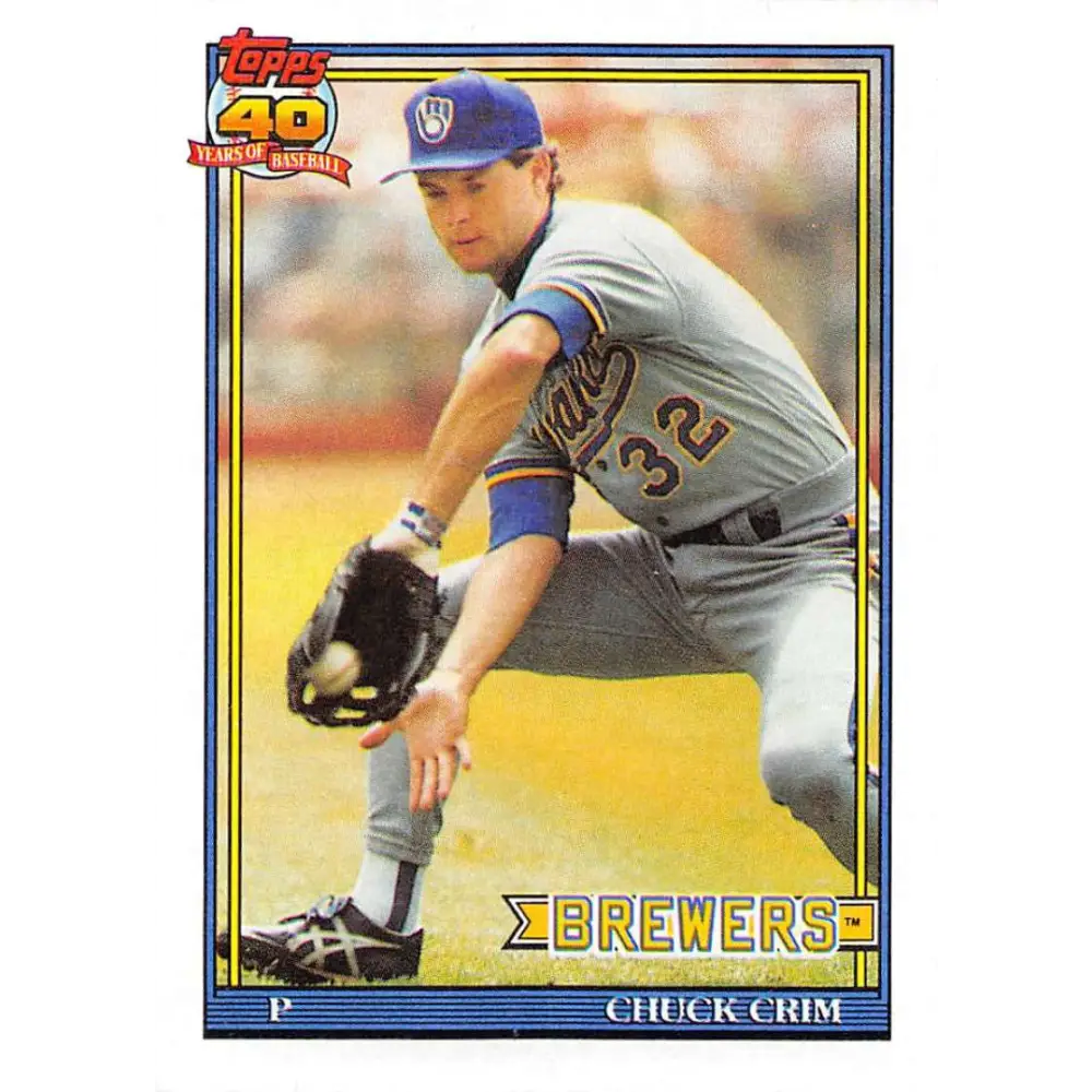 1991 Topps #644 Chuck Crim NM-MT Milwaukee Brewers Baseball Card Image 1