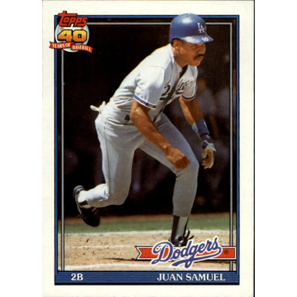 1991 Topps #645 Juan Samuel NM-MT Los Angeles Dodgers Baseball Card Image 1