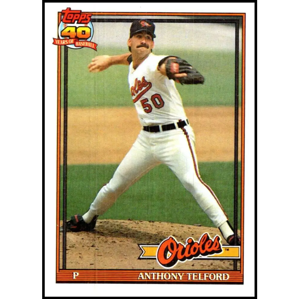 1991 Topps #653 Anthony Telford NM-MT RC Rookie Baltimore Orioles Baseball Card Image 1