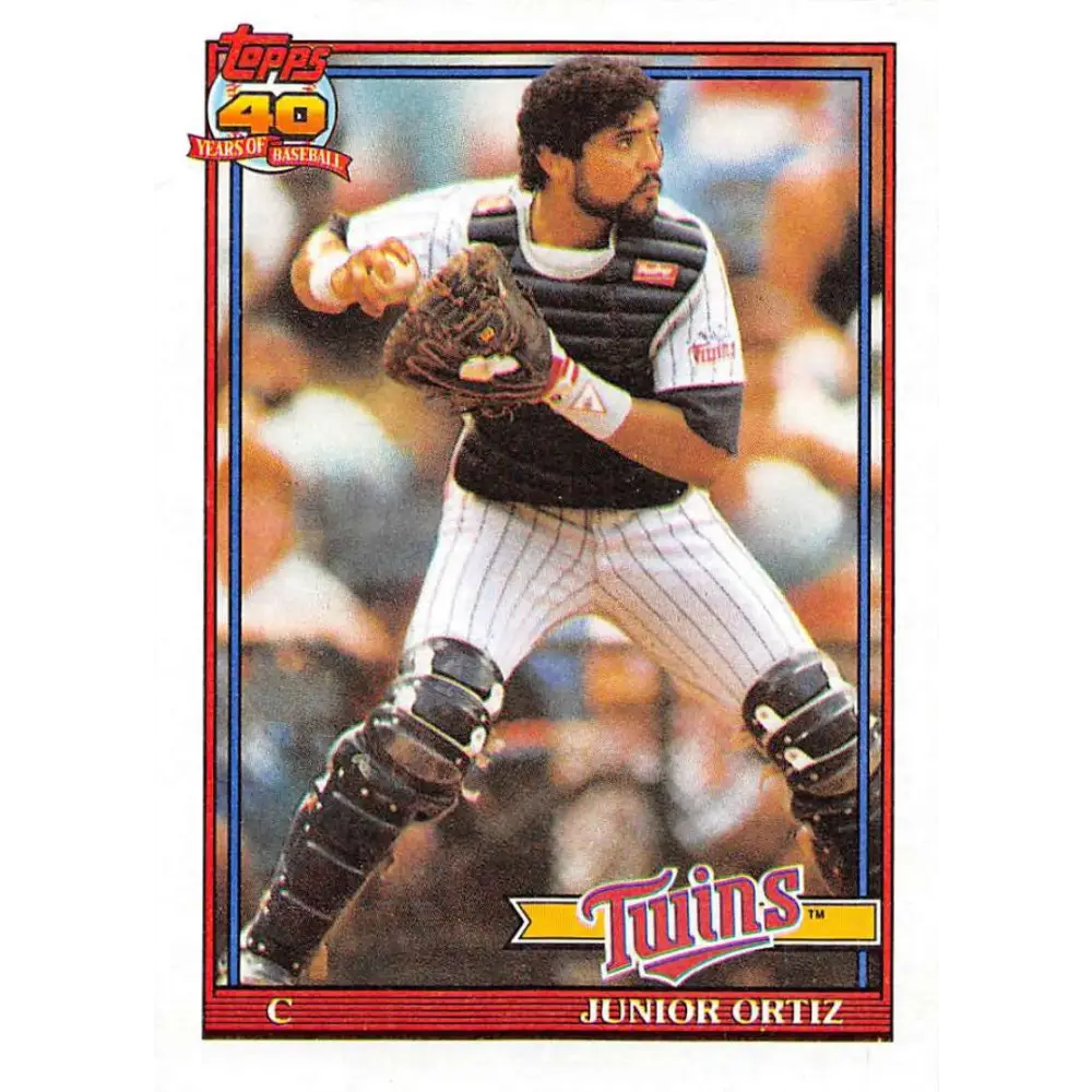 1991 Topps #72 Junior Ortiz NM-MT Minnesota Twins Baseball Card Image 1