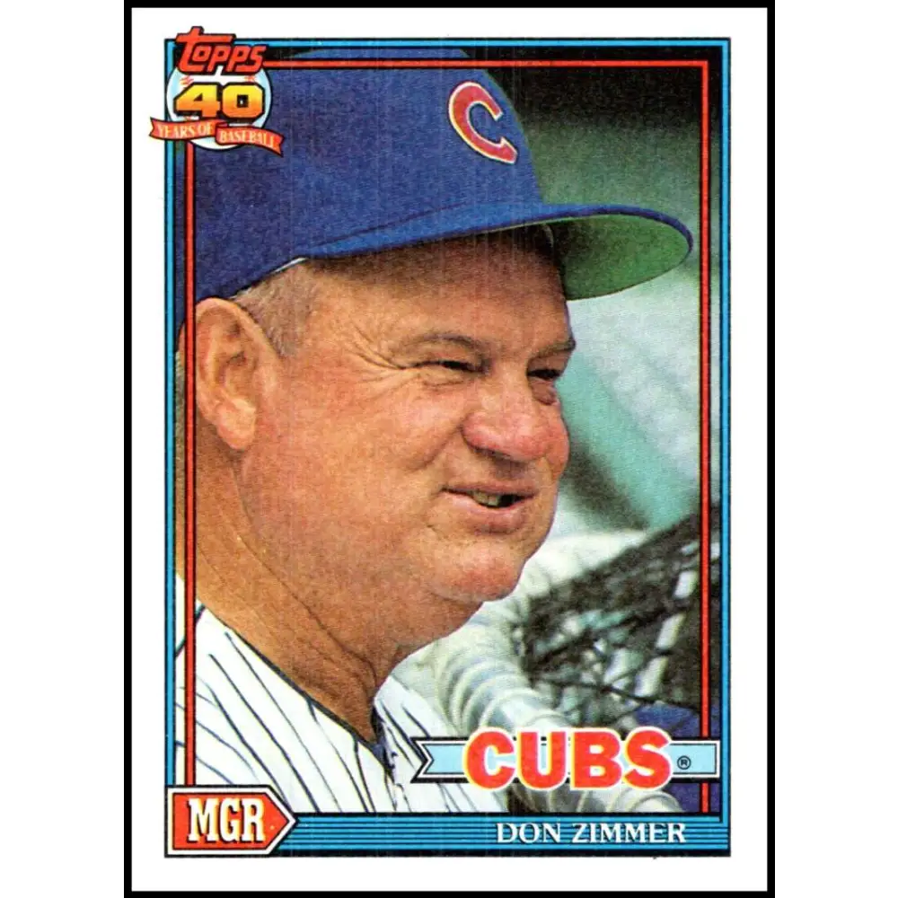 1991 Topps #729 Don Zimmer NM-MT Chicago Cubs Baseball Card Image 1