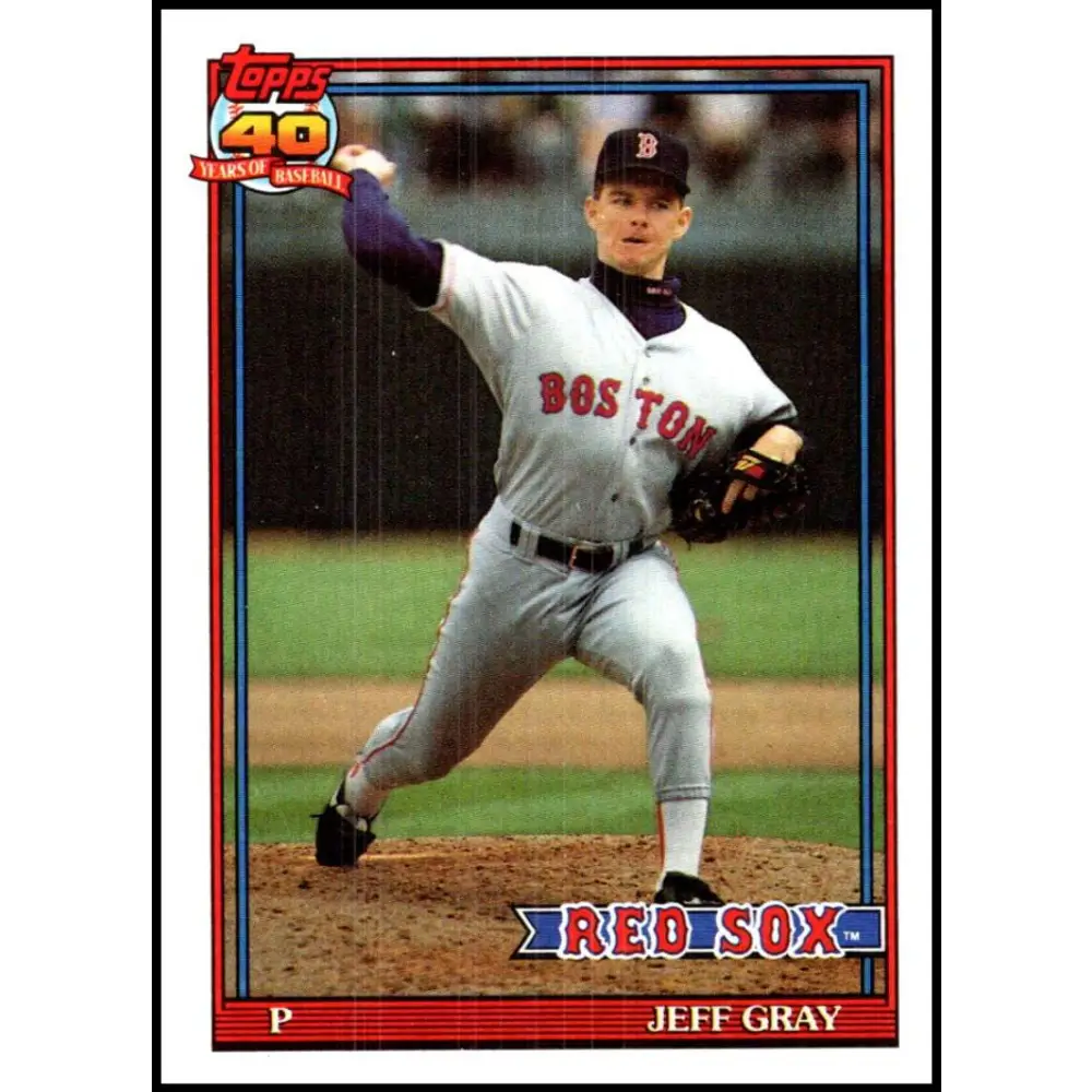 1991 Topps #731 Jeff Gray NM-MT RC Rookie Boston Red Sox Baseball Card Image 1