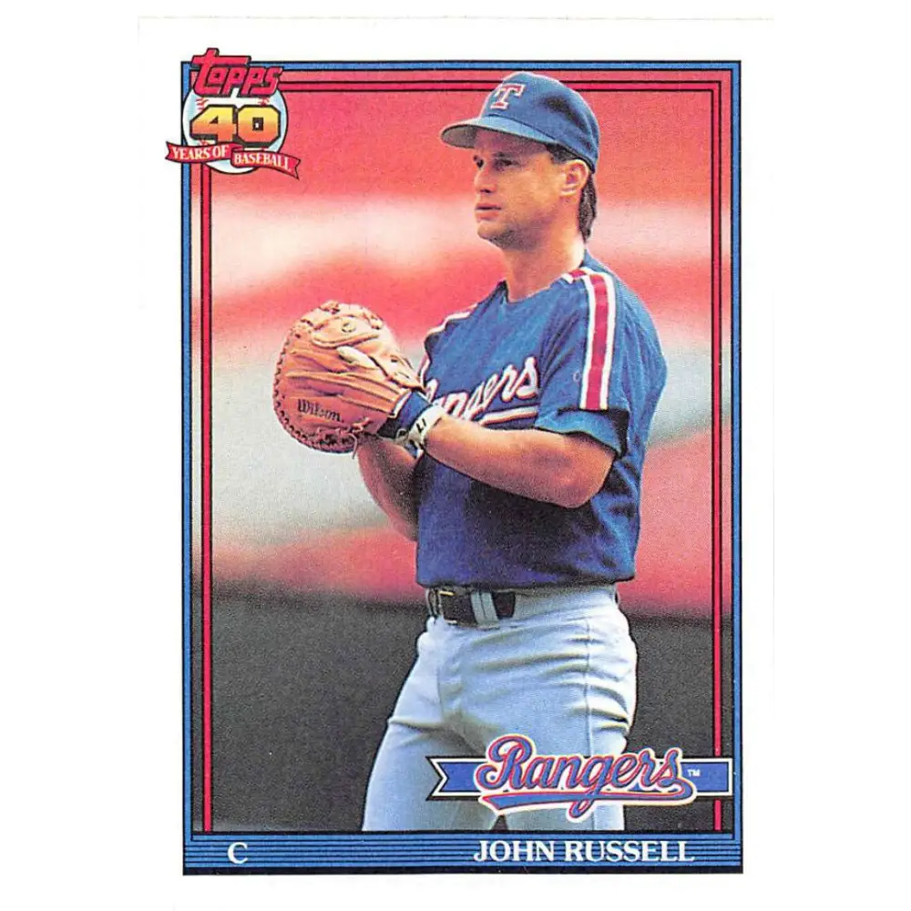 1991 Topps #734 John Russell NM-MT Texas Rangers Baseball Card Image 1