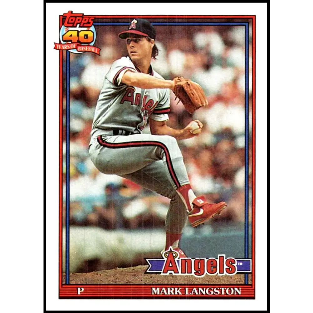 1991 Topps #755 Mark Langston NM-MT California Angels Baseball Card Image 1