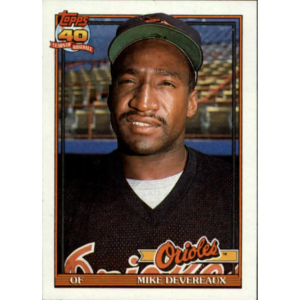 1991 Topps #758 Mike Devereaux NM-MT Baltimore Orioles Baseball Card Image 1