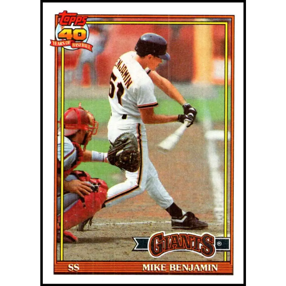 1991 Topps #791 Mike Benjamin NM-MT San Francisco Giants Baseball Card Image 1