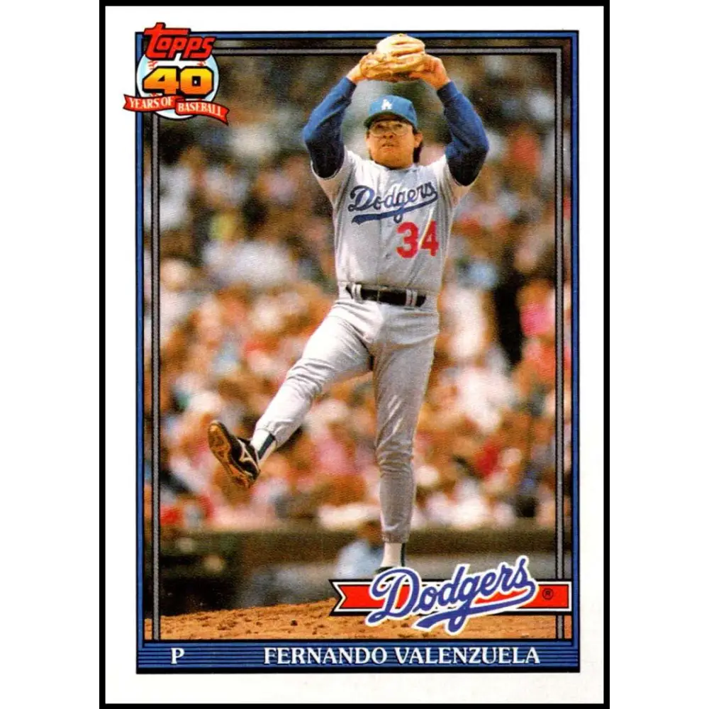 1991 Topps #80 Fernando Valenzuela NM-MT Los Angeles Dodgers Baseball Card Image 1