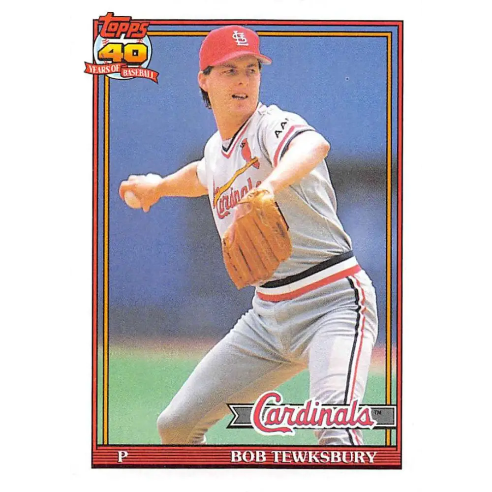 1991 Topps #88 Bob Tewksbury NM-MT St. Louis Cardinals Baseball Card Image 1