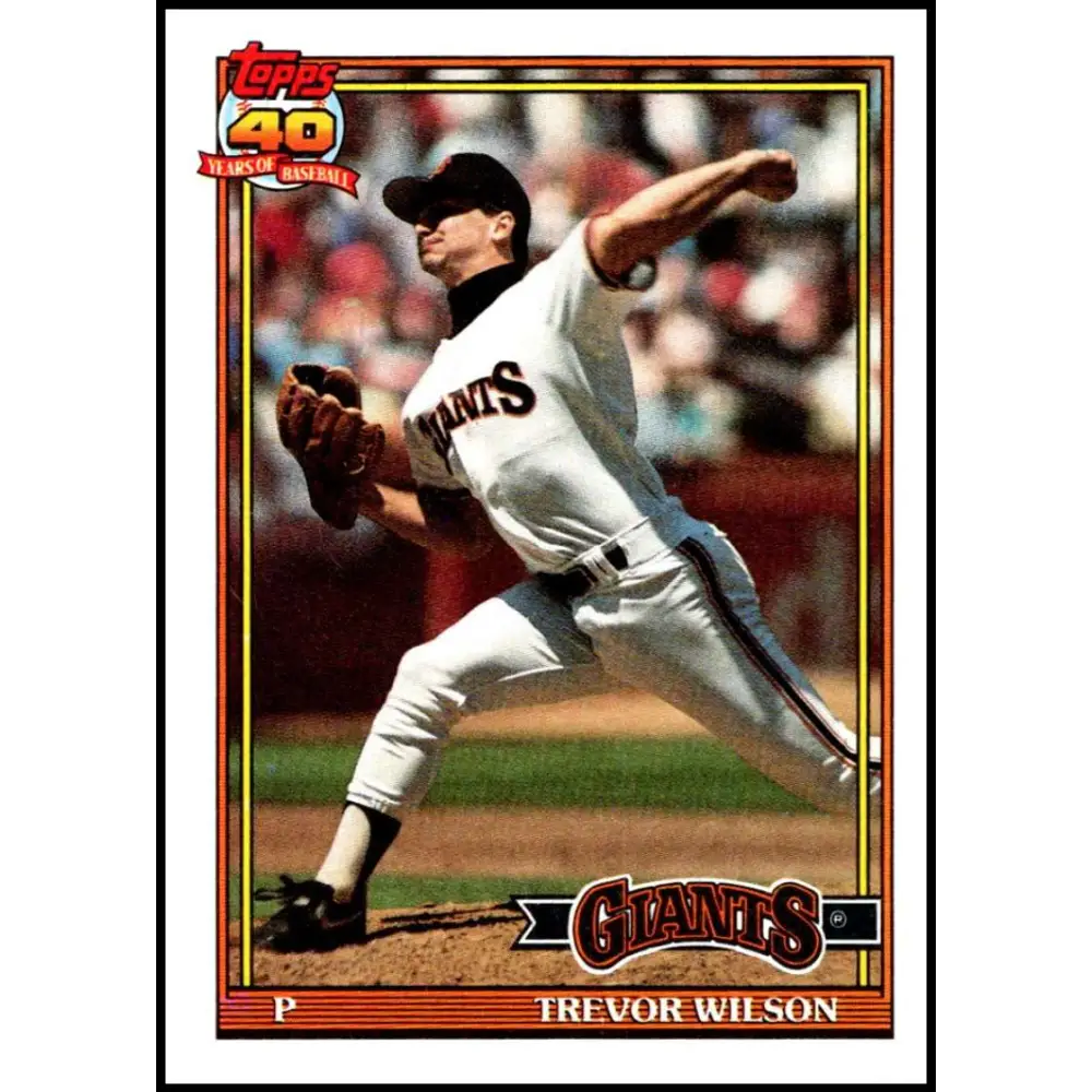 1991 Topps #96 Trevor Wilson NM-MT San Francisco Giants Baseball Card Image 1