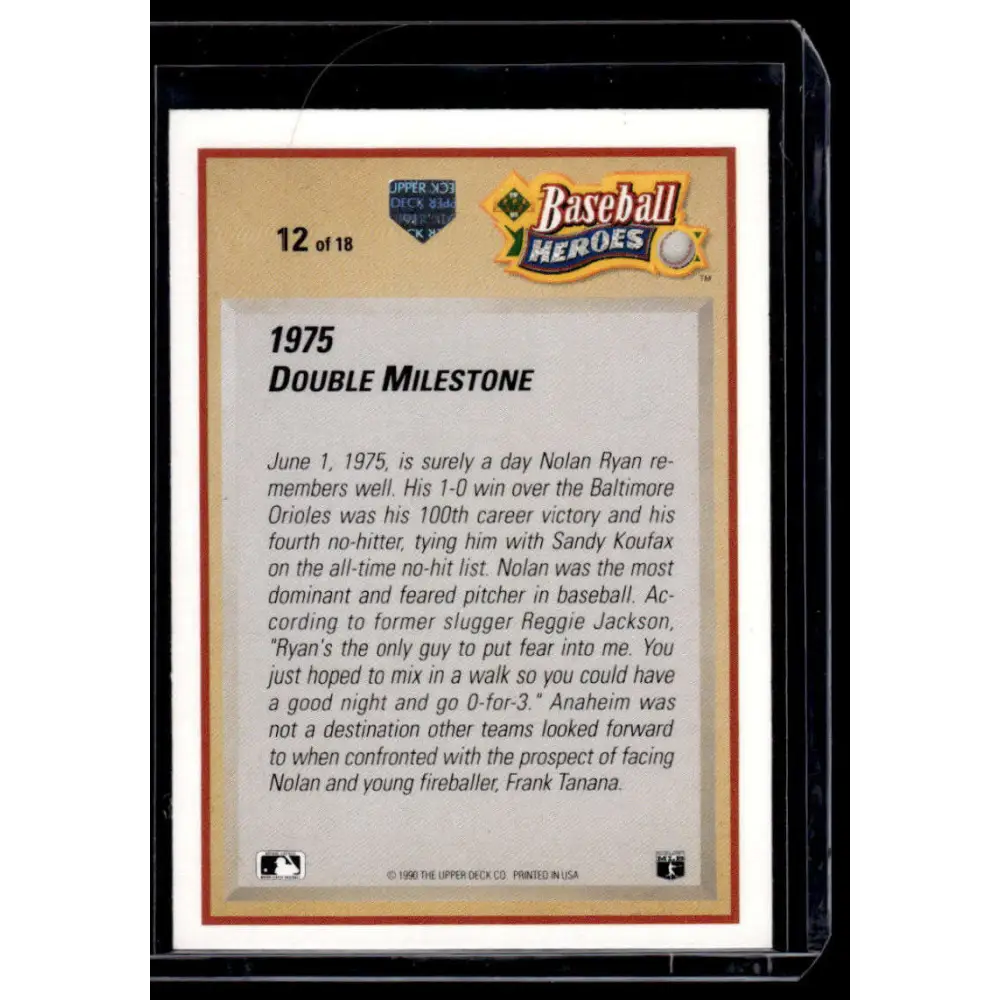 1991 Upper Deck #12 Nolan Ryan California Angels NM-MT Baseball Card Image 2