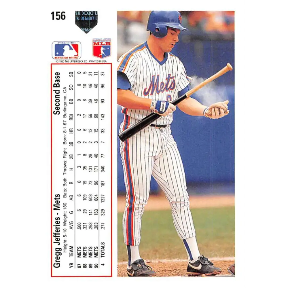 1991 Upper Deck #156 Gregg Jefferies NM-MT New York Mets Baseball Card Image 2