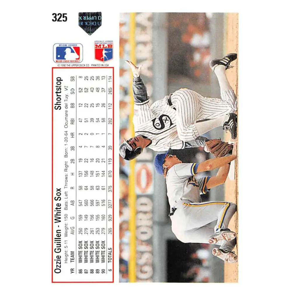 1991 Upper Deck #325 Ozzie Guillen EX Excellent Chicago White Sox Baseball Card Image 2