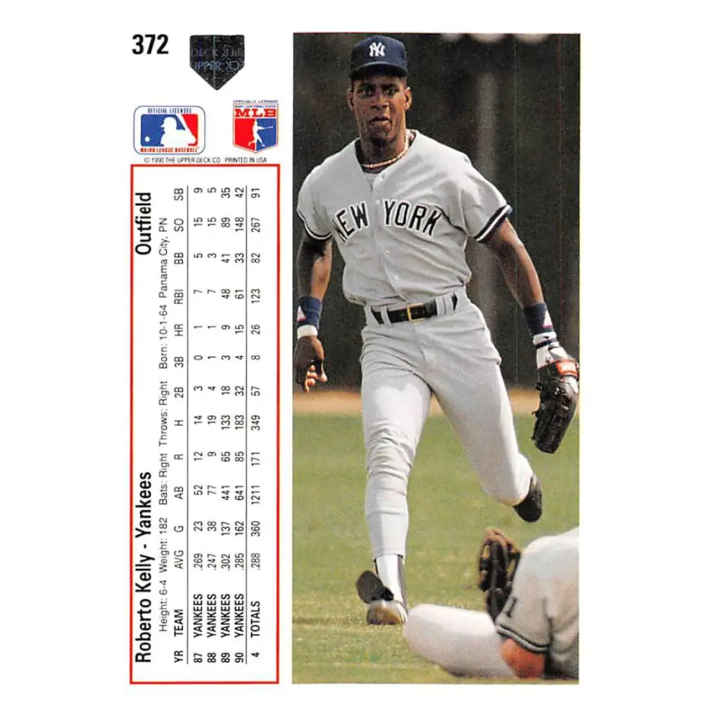 1991 Upper Deck #372 Roberto Kelly NM-MT New York Yankees Baseball Card Image 2