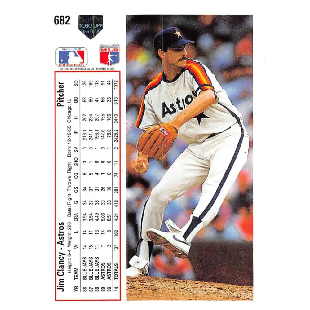 1991 Upper Deck #682 Jim Clancy NM-MT Houston Astros Baseball Card Image 2