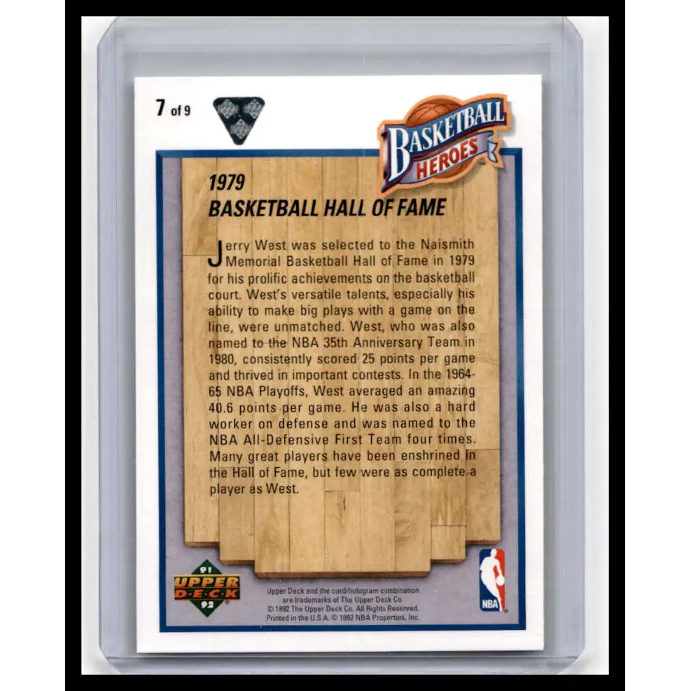 1991 Upper Deck #7 Jerry West NM-MT Los Angeles Lakers Basketball Card Image 2