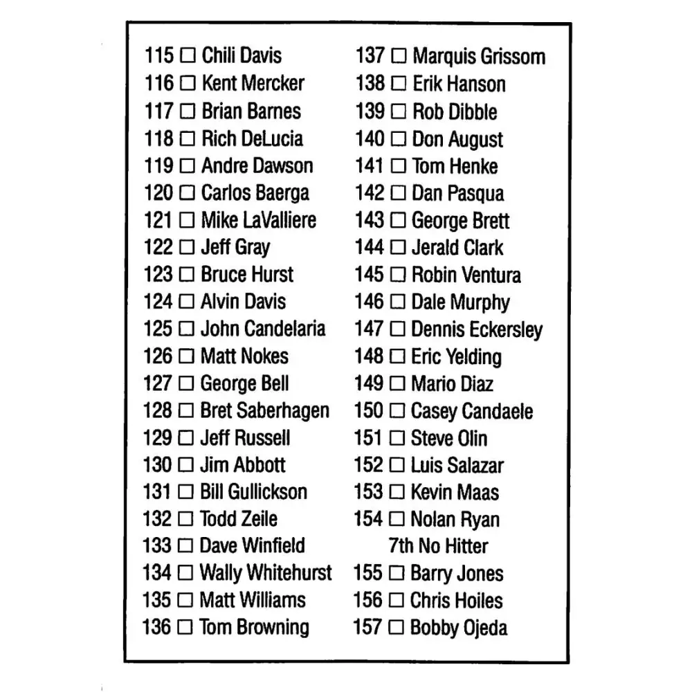 1992 Donruss #160 Checklist 80-157 NM-MT Checklist Baseball Card Image 2