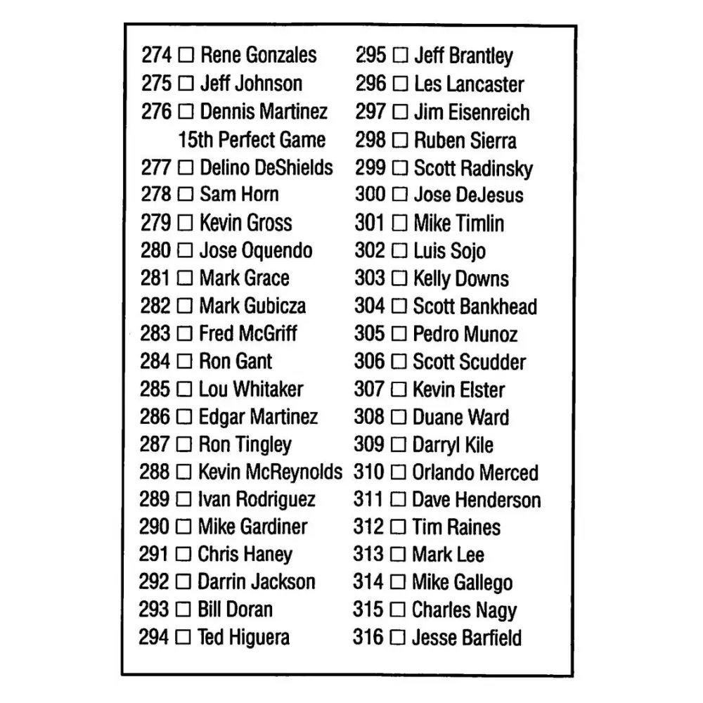 1992 Donruss #320 Checklist 238-316 NM-MT Checklist Baseball Card Image 2