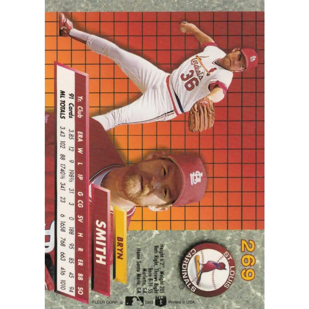 1992 Fleer Ultra #269 Bryn Smith NM-MT St. Louis Cardinals Baseball Card Image 2