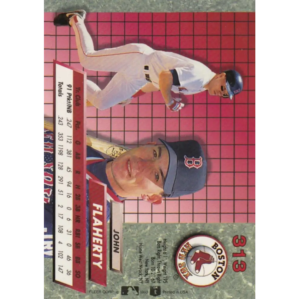 1992 Fleer Ultra #313 John Flaherty NM-MT RC Rookie Boston Red Sox Baseball Card Image 2