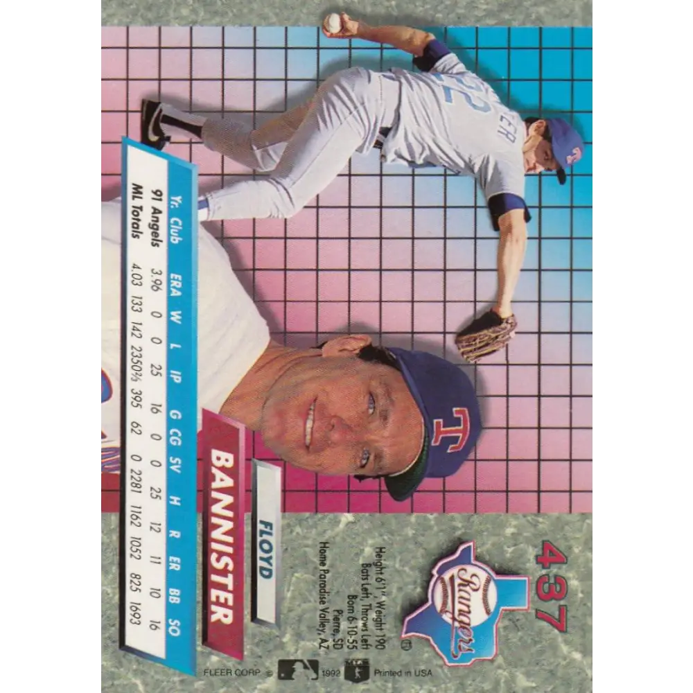 1992 Fleer Ultra #437 Floyd Bannister NM-MT Texas Rangers Baseball Card Image 2