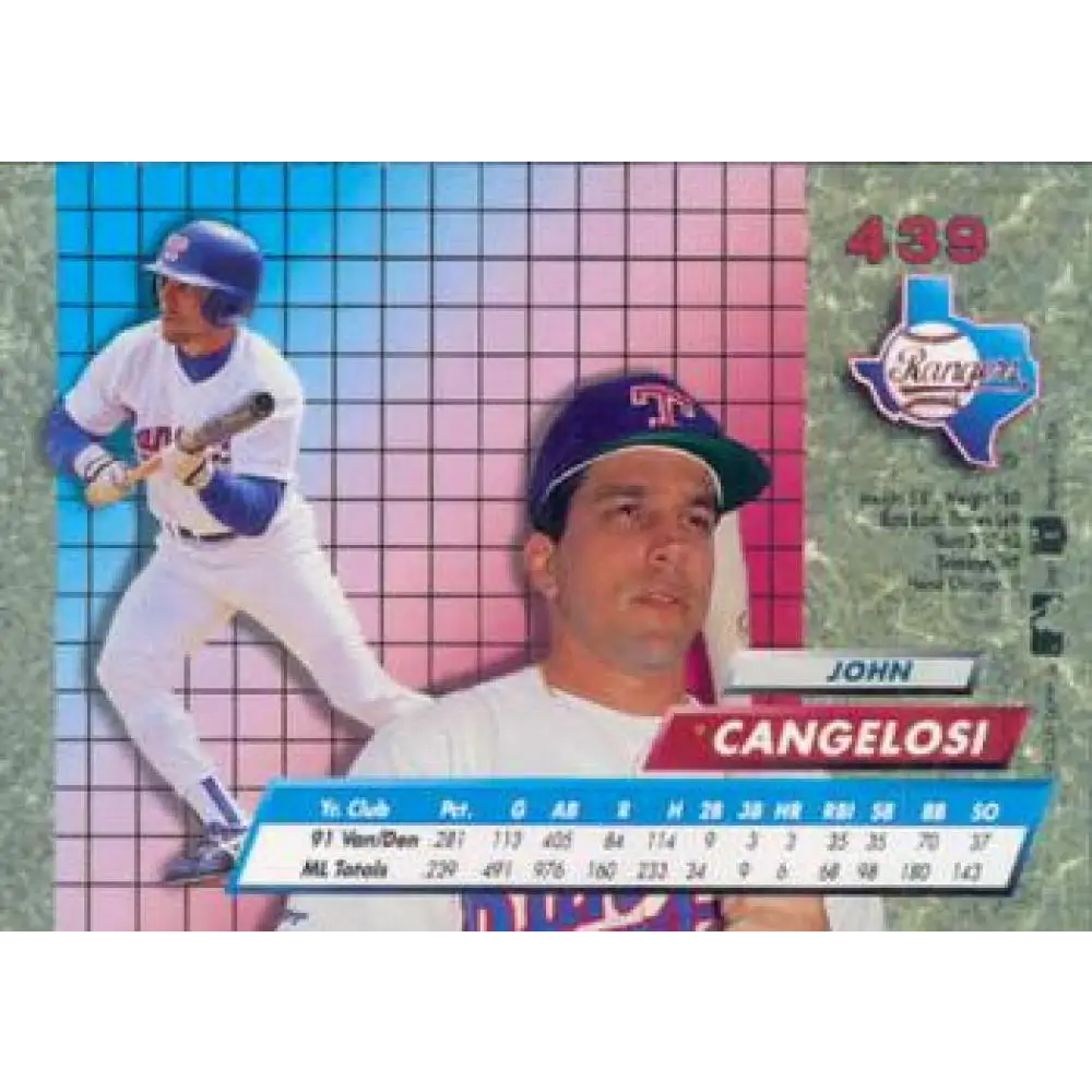 1992 Fleer Ultra #439 John Cangelosi NM-MT Texas Rangers Baseball Card Image 2