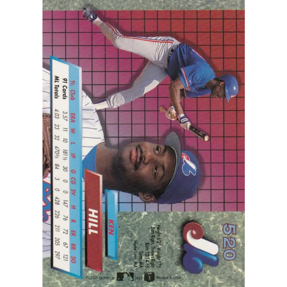 1992 Fleer Ultra #520 Ken Hill NM-MT Montreal Expos Baseball Card Image 2