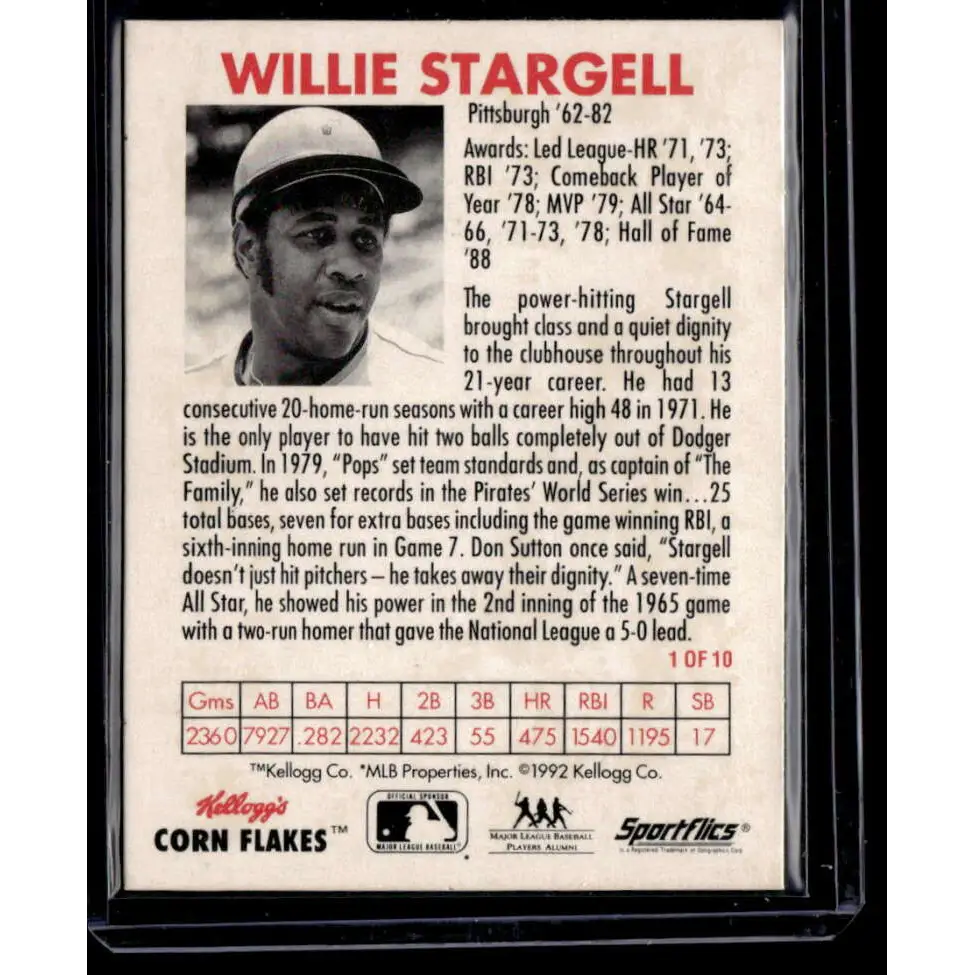 1992 Kellogg's Frosted Flakes All Stars #NNO Willie Stargell NM-MT Image 2