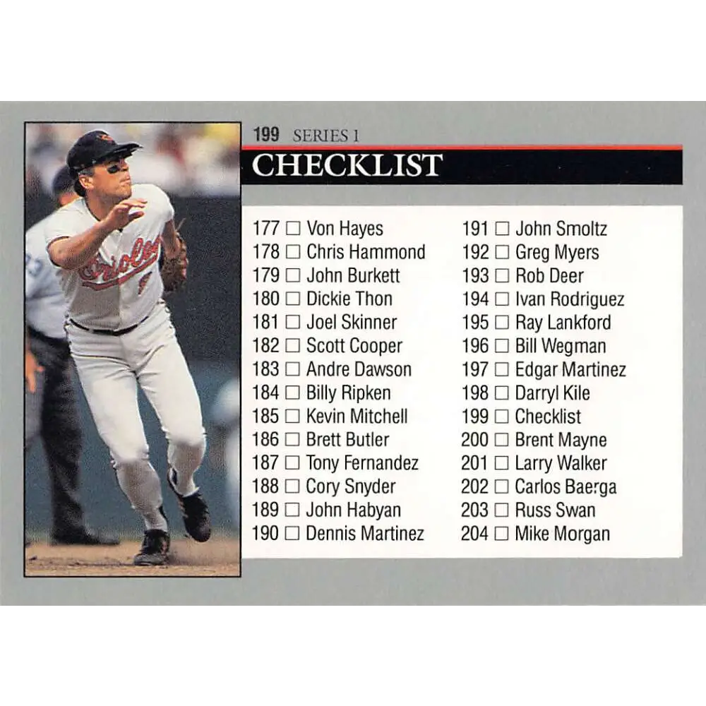 1992 Leaf #199 Cal Ripken Jr. CL NM-MT Baltimore Orioles Baseball Card Image 2