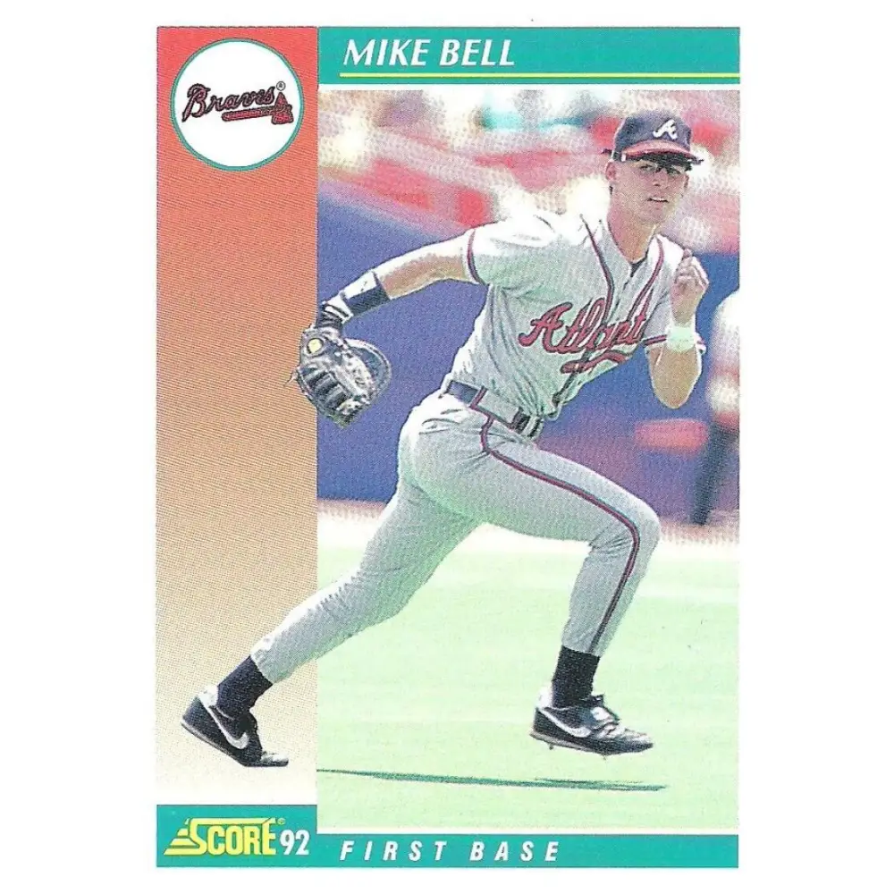 1992 Score #249 Mike Bell NM-MT Atlanta Braves Baseball Card Image 1