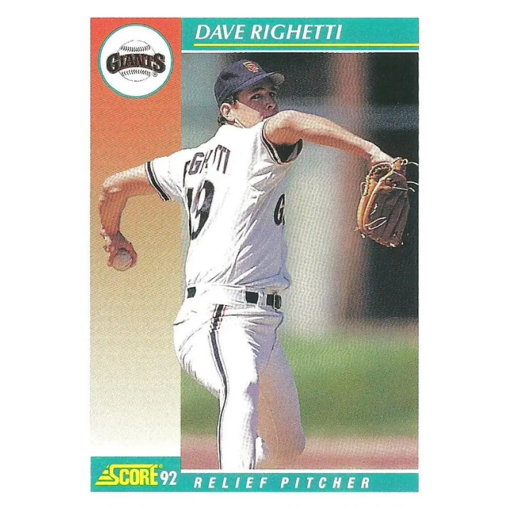1992 Score #260 Dave Righetti NM-MT San Francisco Giants Baseball Card Image 1