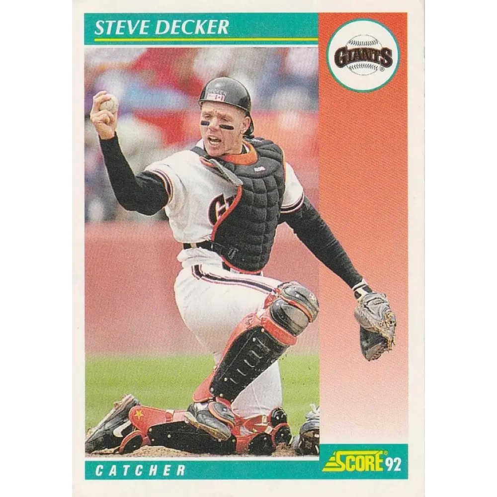 1992 Score #317 Steve Decker NM-MT San Francisco Giants Baseball Card Image 1