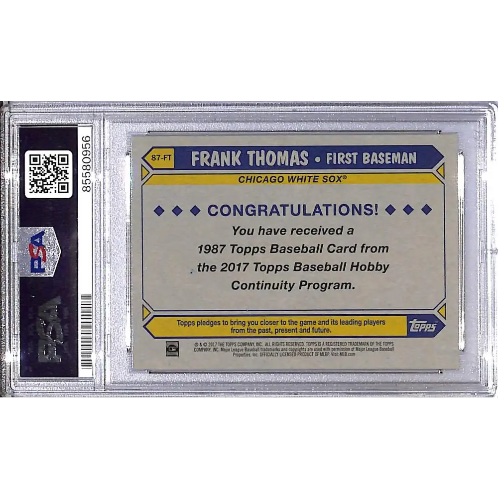 2017 Topps 1987 Refractor #87-FT Frank Thomas PSA Authentic Auto Chicago White Sox Image 2