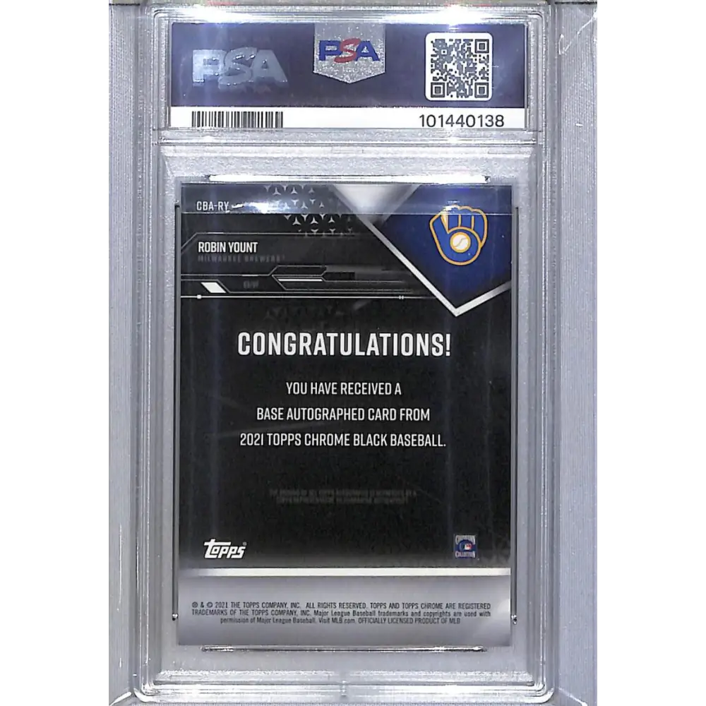 2021 Topps Chrome Black Gold #CBA-RY Robin Yount PSA 10 GEM MINT Auto 5/50 Milwaukee Brewers Image 2