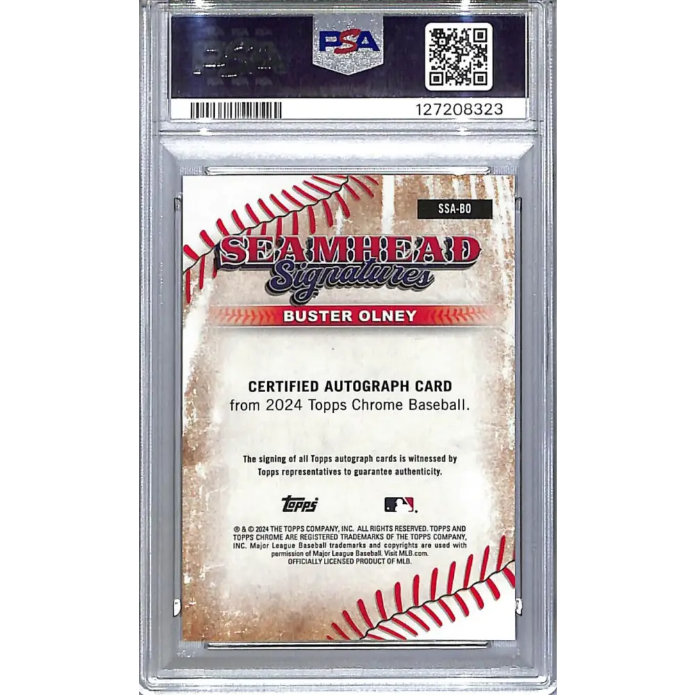 2024 Topps Chrome Seamhead Signatures Orange #SSA-BO Buster Olney PSA 10 GEM MINT Auto 22/25 Image 2