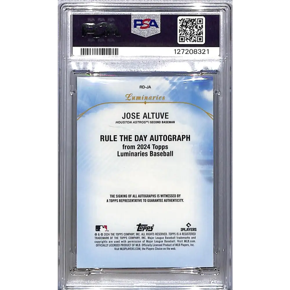 2024 Topps Luminaries Rule The Day #RD-JA Jose Altuve PSA 10 GEM MINT Auto 8/25 Houston Astros Image 2
